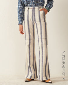 Alix Of Bohemia, Ladylike Dress, Western Glam, Striped Pant, Summer Trousers, Nautical Style, French Seam, Nautical Fashion, Running Stitch