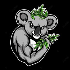 a koala bear with leaves on its head