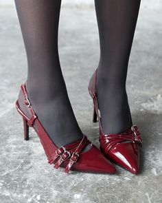 Burgundy Pumps Outfit, Red Shoes Heels, Pumps Outfit, Burgundy Pumps, Heels Slingback, Black Leather Boots Women, Heels Strappy, Wedding Pumps, Brown Suede Boots