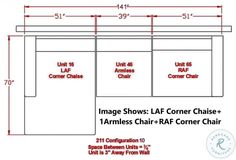 an image shows the corner chaise and its measurements