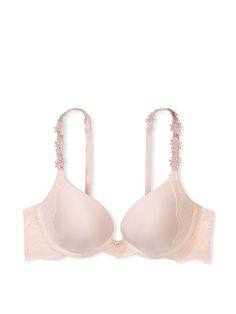 Rosebud Embroidery Smooth & Lace Push-Up Bra - Bras - Victoria's Secret Rosebud Embroidery, Flower Bra, Princess And The Pea, Push Up Pads, Lace Side, Victoria Secret Bras, Push Up Bra, Rose Buds, Victoria Secret