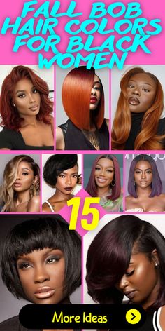 Rich Auburn Hair Color, Fall Bob Hair Color, Rich Auburn Hair, Bob Hair Color Ideas, Bob For Black Women, Plum Purple Hair, Cinnamon Brown Hair Color, Mocha Brown Hair Color, Fall Bob