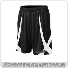 a black and white basketball shorts with the word x on it's side, in front of a white background