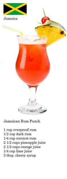 the jamaican rum punch recipe is shown in this image, with information about how to make it