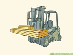 a forklift with wooden pallets on it