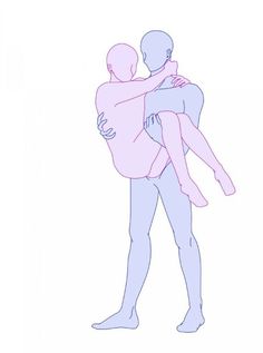 two people are hugging each other while one person is holding the other in his arms