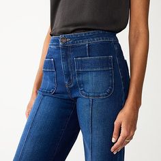 Women's LC Lauren Conrad Super High-Waisted Wide Leg Trouser Jeans Shoes With Wide Leg Pants, Best Jeans For Short Women, Womens Trouser Jeans, Lauren Conrad Collection, Tall Women Fashion, Lauren Conrad Jeans, High Wasted Jeans, Jeans For Short Women, Petite Jeans