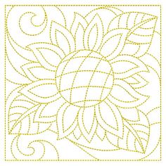 a square quilt pattern with leaves and swirls in the center, on a white background