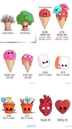 an info sheet with different types of ice creams and toppings on it's sides