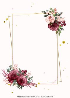 a floral frame with pink flowers and gold confetti on the edges, in front of a white background