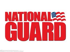 the indiana national guard logo with an american flag in red, white and blue on it