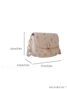 BagForLove - Flower Embroidered Straw Saddle Bag: Stylish Crossbody for Womens Vacation Product Description Color Khaki Type Saddle Bag Pattern Type Plain Composition 100% Polyester Material Paper Details Pictures Similar Products h2 { text-align: center; } /* æ¢è¡ */ li{ white-space: normal; word-break: break-all; word-wrap: break-word; } .red-box { width: 100%; display: flex; flex-direction: row; flex-wrap: wrap; justify-content: center; } .red-box > div { width: 190px; height: 250px; margin: 10px; } .red-box > div > a > img { width: 190px; height: 250px; } .size-box { width: 100%; margin: auto; white-space: nowrap; } .table { border-collapse: collapse; border-spacing: 0; width: 100%; table-layout: fixed; } tr, td, th { border: 1px solid rgb(175, 173, 173); padding: 10px 0px; text-alig Trendy Embroidered Beige Bag, Trendy Embroidered Beige Shoulder Bag, Trendy Beige Embroidered Shoulder Bag, Embroidered Cream Shoulder Bag For Summer, Summer White Bag With Floral Embroidery, Spring Beige Shoulder Bag With Floral Embroidery, White Straw Bag With Detachable Strap For Spring, Beige Travel Bag With Floral Embroidery, White Travel Bags With Floral Embroidery