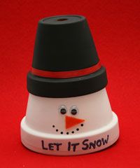 a snowman with a black hat and red nose