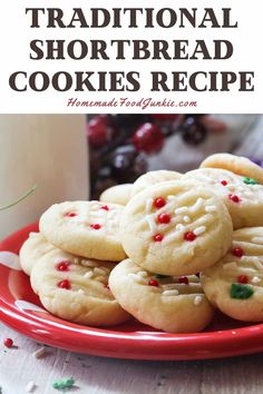 traditional shortbread cookies recipe on a red plate