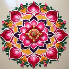 an intricately designed flower design on the floor