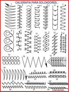 an image of different types of lines and shapes in the form of letters with numbers on them