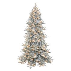 a white christmas tree with lights on it