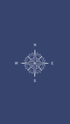 a white compass on a blue background with the word ww e in it's center