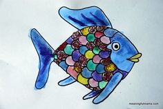 a drawing of a colorful fish on paper