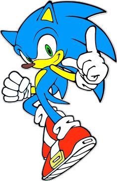 sonic the hedge is running with his thumbs up