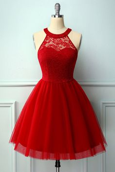 Red Sleeveless Spring Wedding Dress, Red Sleeveless Dress For Spring Wedding, Red Sleeveless Mini Dress For Wedding, Red Sleeveless Prom Mini Dress, Red Sleeveless Mini Dress For Prom, Red Stretch Sleeveless Mini Dress, Red Lace Sleeveless Dress, Red Stretch Halter Neck Dress, Red Stretch Dress For Wedding