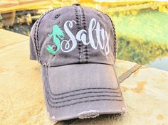 Salty baseball cap, women's mermaid baseball cap, mermaid baseball cap, women's mermaid hat, mermaid hat, #mermaid, mermaid birthday gift by DistinctHeadwear on Etsy Personalized Casual Trucker Hat For Summer, Beach Baseball Cap For Baseball Season, Novelty Adjustable Baseball Cap For Beach, Beach Baseball Season Snapback Hat, Novelty Adjustable Baseball Cap For The Beach, Personalized Snapback Hat For The Beach, Personalized Adjustable Trucker Hat For The Beach, Distressed Adjustable Baseball Cap For Beach, Customizable Casual Summer Baseball Cap