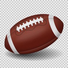 an american football with white stitching on the side, and a shadow behind it