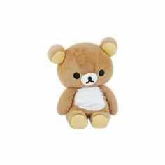 a brown teddy bear with a diaper on it's chest sitting in front of a white background