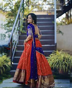 Kanjivaram Lehenga, Silk Half Saree, Lehenga Sari, Sari Lehenga, Half Saree Function, Lehenga Saree Design, Half Saree Lehenga, Sari Design, Long Gown Design