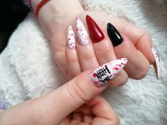 Tokyo Ghoul Nails Acrylic, Tokyo Ghoul Nail Art, Tokyo Ghoul Inspired Nails, Anime Nails Tokyo Ghoul, Tokyo Ghoul Nails Designs, Tokyo Ghoul Nails, Anime Inspired Nails, Tokyo Nails