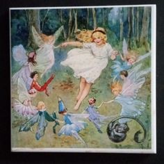 Dancing Fairy Ring Art Tile Is 4.25" And Made Of Ceramic. Like New, Unused. Bought As A Collectible And Kept In A Drawer. Unique & Whimsical Art. Must Bundle Items Under $20 Or Sale Will Be Cancelled. Reasonable Offers On Bundles Considered. Door Illustration, Wedding In The Forest, Dancing Fairy, Spring Door Decoration, Door Makeover Diy, School Door Decorations, Blue Lantern, Fairy Ring, Tile Color