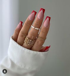 Red Christmas Nails, French Nail Designs