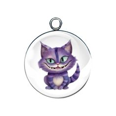 a glass ornament with a purple cat on it