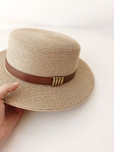 Sun Hat, Straw Hat, Flat Top Hat, Stiff Brim, Summer Hat, Beach Hat, Bolero Hat, Boater Hat, Straw French Hat, Wide Brim Hat, Gardening Hat - Etsy Gold Straw Brimmed Hat, Adjustable Gold Panama Hat With Wide Brim, Gold Flat Brim Hat Bands For Summer, Gold Hat Bands With Flat Brim For Summer, Adjustable Gold Fedora Panama Hat, Gold Adjustable Fedora Panama Hat, Gold Panama Fedora Hat With Adjustable Fit, Gold Flat Brim Hat For The Beach, Adjustable Gold Panama Hat With Flat Brim