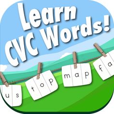 the words learn cvc words on clothes pins