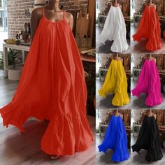 Top Seller for Plus Size Women Sleeveless Casual Beach Maxi Tank Dress Holiday Swing Sundress, Stunning Womens Dresses Solid Maxi Dress, Oversized Fashion, Casual Sundress, Boho Fashion Summer, Womens Camisoles, Spaghetti Strap Maxi Dress, Mode Boho, Ruffle Midi Dress, Oversize Fashion