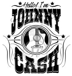 a black and white image with the words hello i'm jerry cash on it