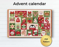 a christmas themed cross stitch pattern with the words'advent calendar '