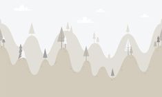 an animated mountain scene with trees and clouds