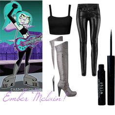 an image of a cartoon character wearing high heels and leggings with text that reads,