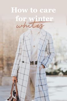 Caring for you winter whites!  #winterfashion #winterstyle #winteroutfits Womens Fall Coats, Winter White Outfit, Fashion Mumblr, Fall Fashion Coats, Winter Whites, Cream Coat, All White Outfit, Fashion Trends Winter, White Outfit