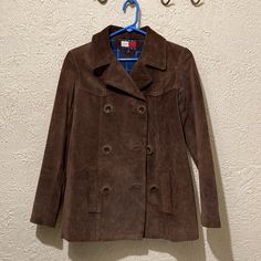 Tommy Hilfiger Jeans Brown Suede Jacket. Worn Only A Handful Of Times. Purchased In The 90s From Dayton Hudson/Marshall Fields. Junior’s Size Xs. I Am Basically The Same Size - Petite 5 Feet - Chest 34 B/C - 100lbs & Just Tried It On After 20+ Years & It Fits The Same! Needs A Good Suede Brushing & A Couple Buttons Could Be Resewed Other Than That It’s In Excellent Condition! Sits Just Below Hip - Covering The Bum Marshall Fields, Xmas Wishlist, Jeans Brown, Brown Suede Jacket, Tommy Hilfiger Jeans, Suede Jacket, The 90s, Brushing, Brown Suede