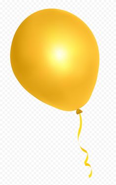 a yellow balloon flying in the air with a string attached to it's side