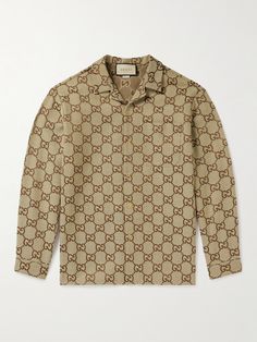 Undeniably Gucci, this shirt is jacquard-woven with a 'Maxi' version of the house's iconic 'GG' monogram. It's cut from a cotton-blend for a regular fit and has a camp collar. Break up the pattern by layering a simple white tee underneath. Gucci Collection, Simple White, Jacquard Weave, White Tee, Mr Porter, Fashion News, Printed Shirts, Latest Fashion, Porter