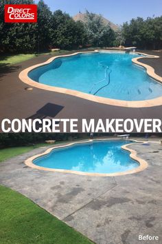 Concrete Pool Deck Resurfacing Color Makeover Painted Concrete Outdoor, Concrete Pool Deck Ideas, Deck Staining, Deck Resurfacing, Pool Deck Decorations