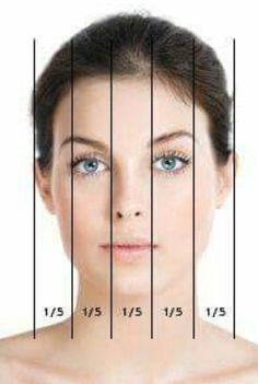 a woman's face is shown with the measurements