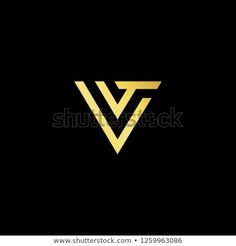 the letter v is made up of two lines and has a gold color on black background