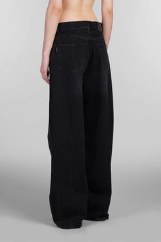 Bethany Jeans in black cotton, flap closure, belt loops, five pockets, back patch logo, flared style, 100% cotton, Made in Italy, Model is 180 cm and wears size 26 Edgy Relaxed Fit Cotton Flare Jeans, Edgy Cotton Pants With Five Pockets, Edgy Cotton Wide Leg Jeans, Edgy Wide Leg Cotton Jeans, Urban Black Flare Jeans Wide Leg, Edgy Full-length Cotton Jeans, Black Cotton Wide Leg Flare Jeans, Washed Black Cotton Flare Jeans With Pockets, Urban Black Flare Jeans With Pockets