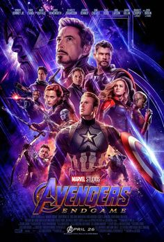 the movie poster for avengers endgames back to earth, with many different characters