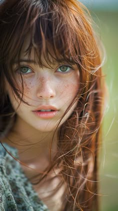 a girl with freckled hair and blue eyes